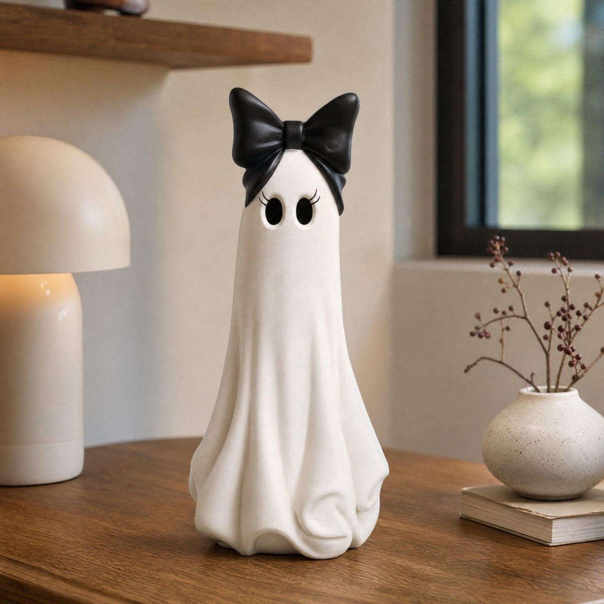 Halloween Decorations Clearance! Cute Kissing‑Face Witch Statue With Bow Hat & Mesh Skirt, Tabletop Ornament for Shelf Indoor Home Halloween Decor
