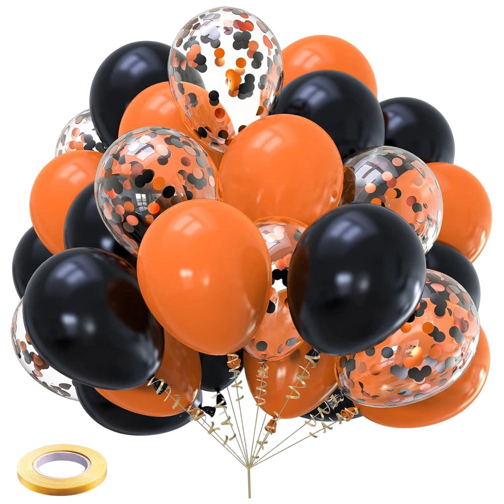 Latex Balloons, Party Decorations, 30pcs Black Orange Confetti Balloons for Halloween Birthday Celebration, Durable Odorless Safe for Kids