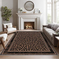 Leopard Print Rugs for Living Room, Leopard Rug, Brown Cheetah Area Rug, Luxury Animal Print Washable Door Mat for Entryway, Kitchen, Wildlife Home Decor & Gifts 4 x 5ft