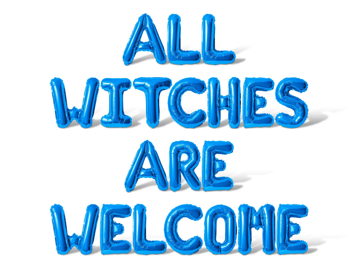 Letter Balloons - ALL WITCHES ARE WELCOME 16" Inch Alphabet Letters Foil Mylar Balloon Halloween Party Banner (Gold)