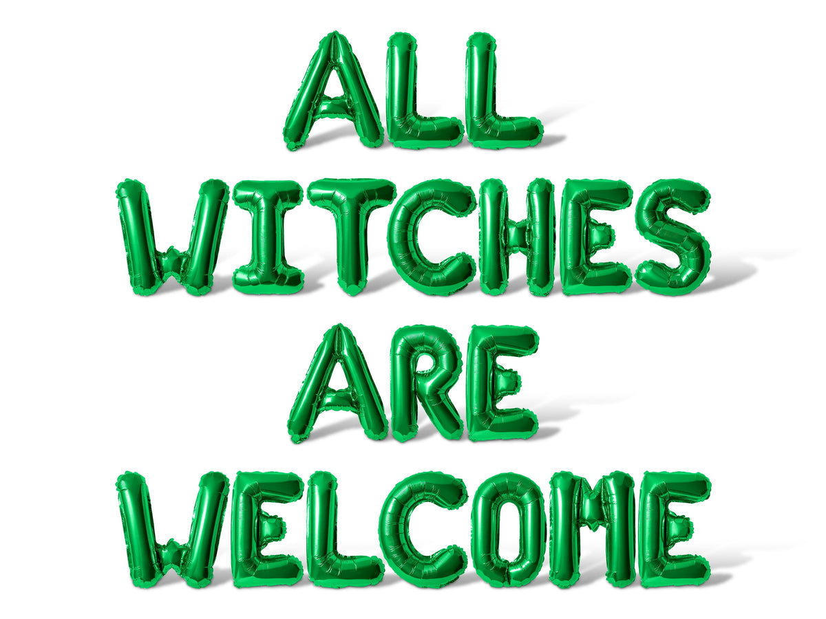 Letter Balloons - ALL WITCHES ARE WELCOME 16" Inch Alphabet Letters Foil Mylar Balloon Halloween Party Banner (Gold)