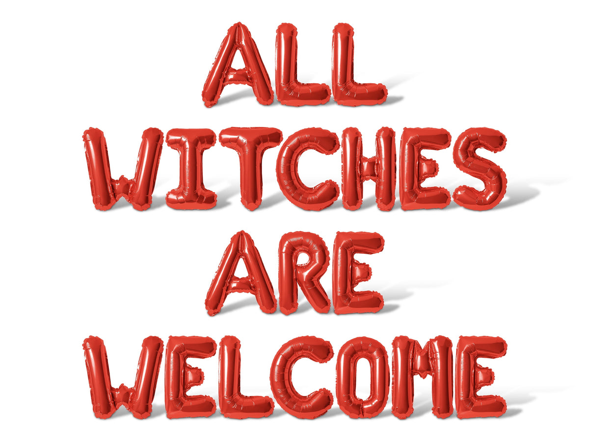 Letter Balloons - ALL WITCHES ARE WELCOME 16" Inch Alphabet Letters Foil Mylar Balloon Halloween Party Banner (Gold)