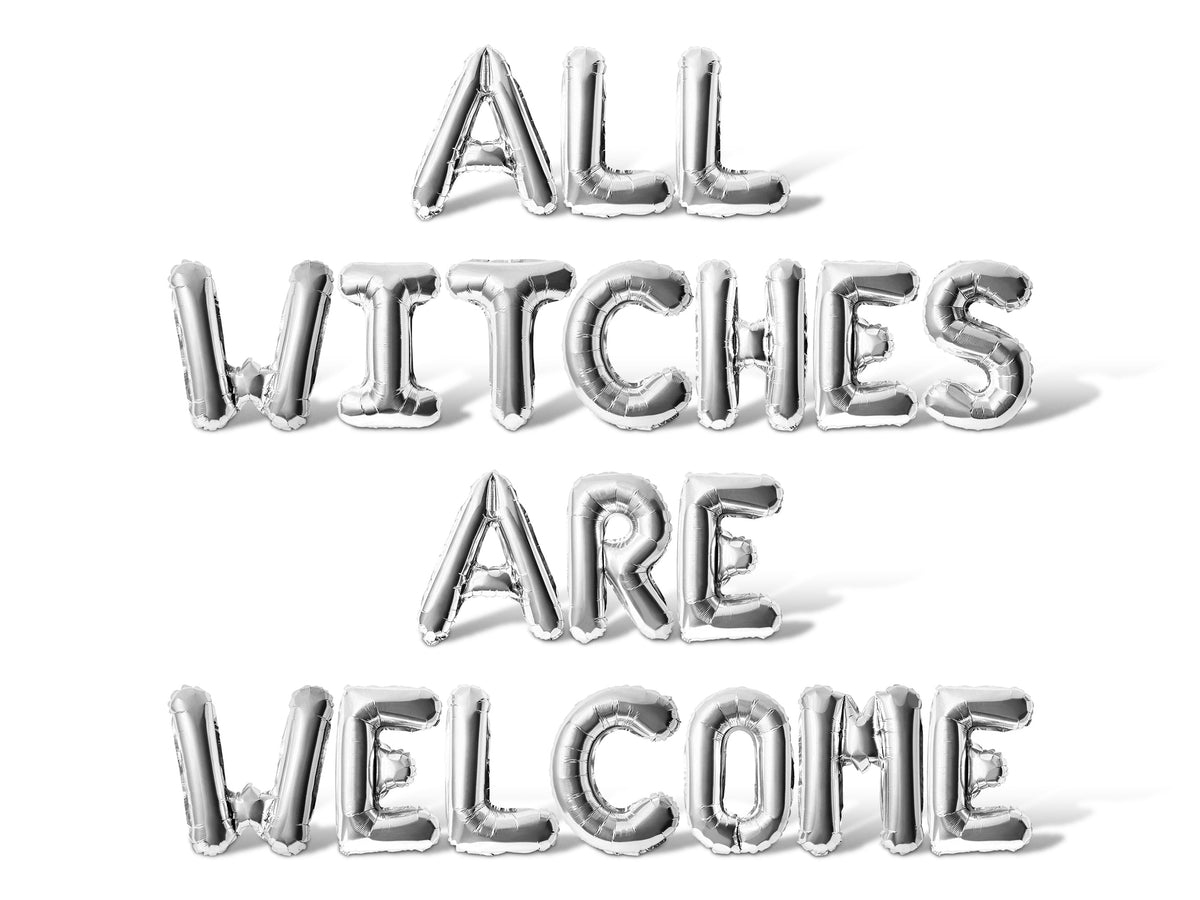 Letter Balloons - ALL WITCHES ARE WELCOME 16" Inch Alphabet Letters Foil Mylar Balloon Halloween Party Banner (Gold)
