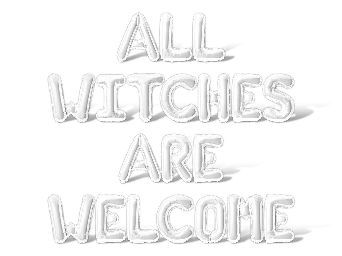 Letter Balloons - ALL WITCHES ARE WELCOME 16" Inch Alphabet Letters Foil Mylar Balloon Halloween Party Banner (Gold)