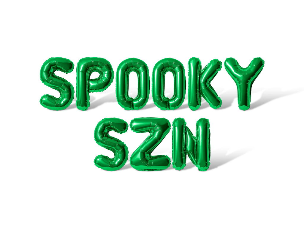 Letter Balloons - SPOOKY SZN 16" Inch Alphabet Letters Foil Mylar Balloon Halloween Party Banner (Green)