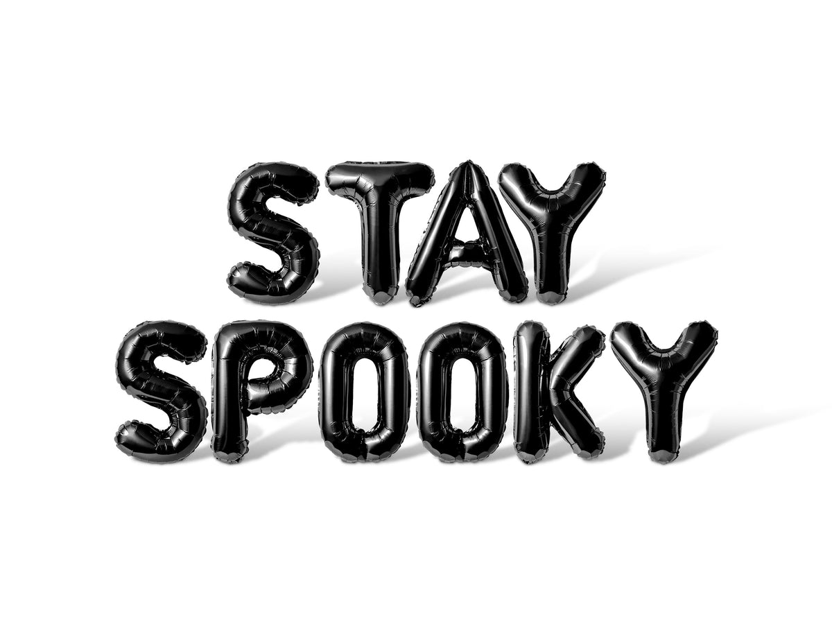 Letter Balloons - STAY SPOOKY 16" Inch Alphabet Letters Foil Mylar Balloon Halloween Party Banner (White)