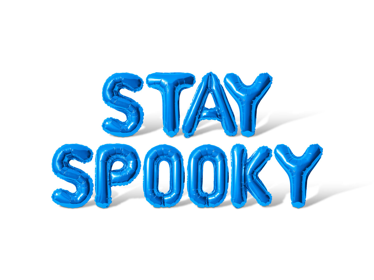 Letter Balloons - STAY SPOOKY 16" Inch Alphabet Letters Foil Mylar Balloon Halloween Party Banner (White)
