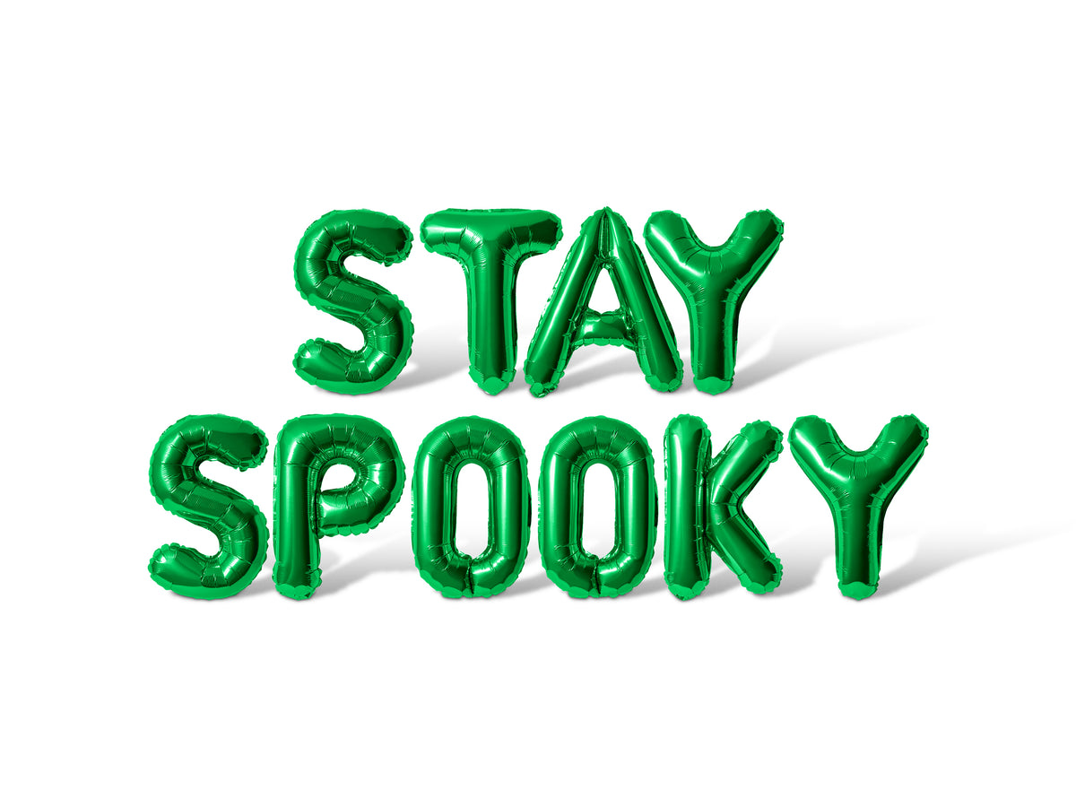 Letter Balloons - STAY SPOOKY 16" Inch Alphabet Letters Foil Mylar Balloon Halloween Party Banner (White)