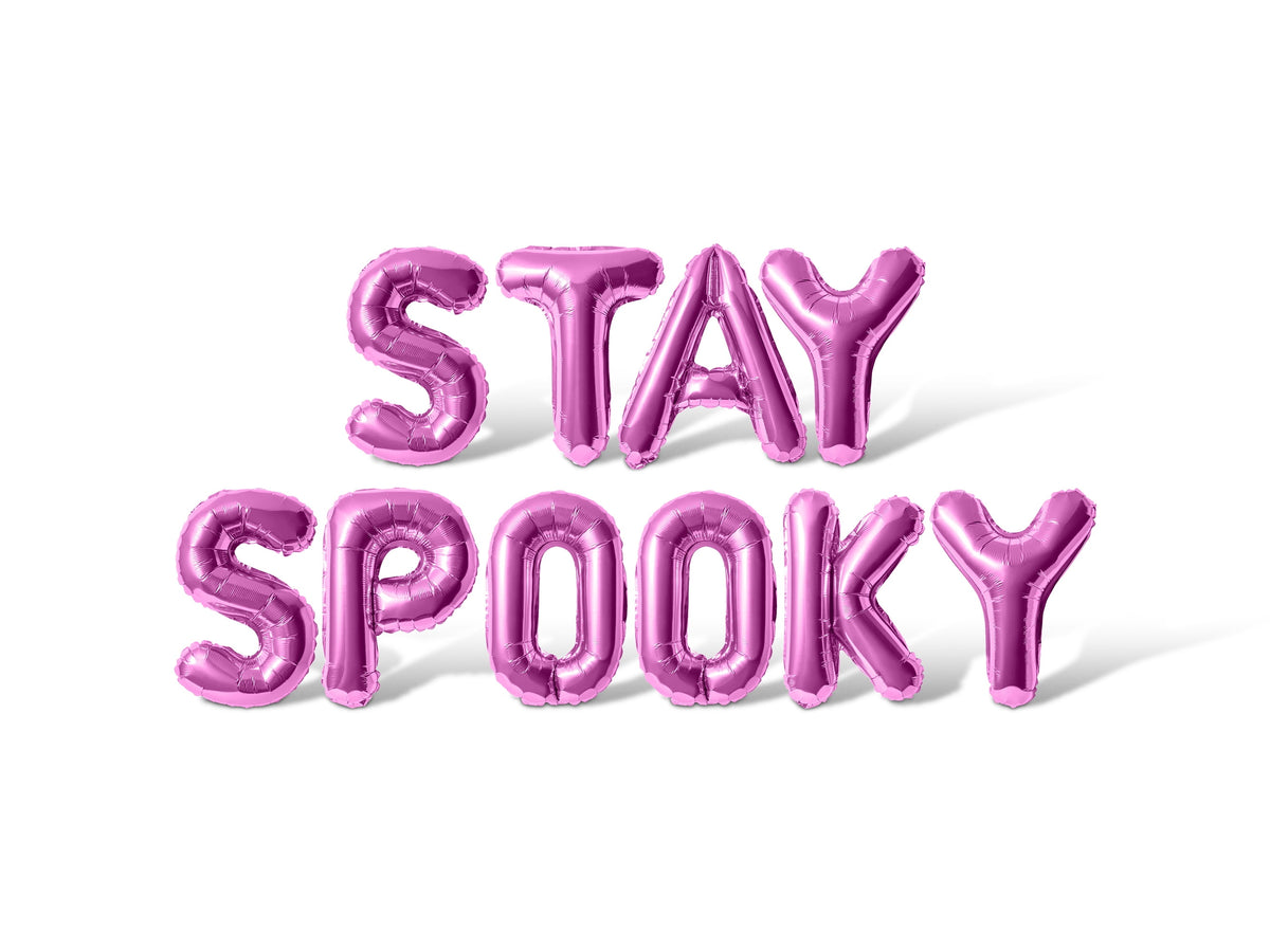 Letter Balloons - STAY SPOOKY 16" Inch Alphabet Letters Foil Mylar Balloon Halloween Party Banner (White)