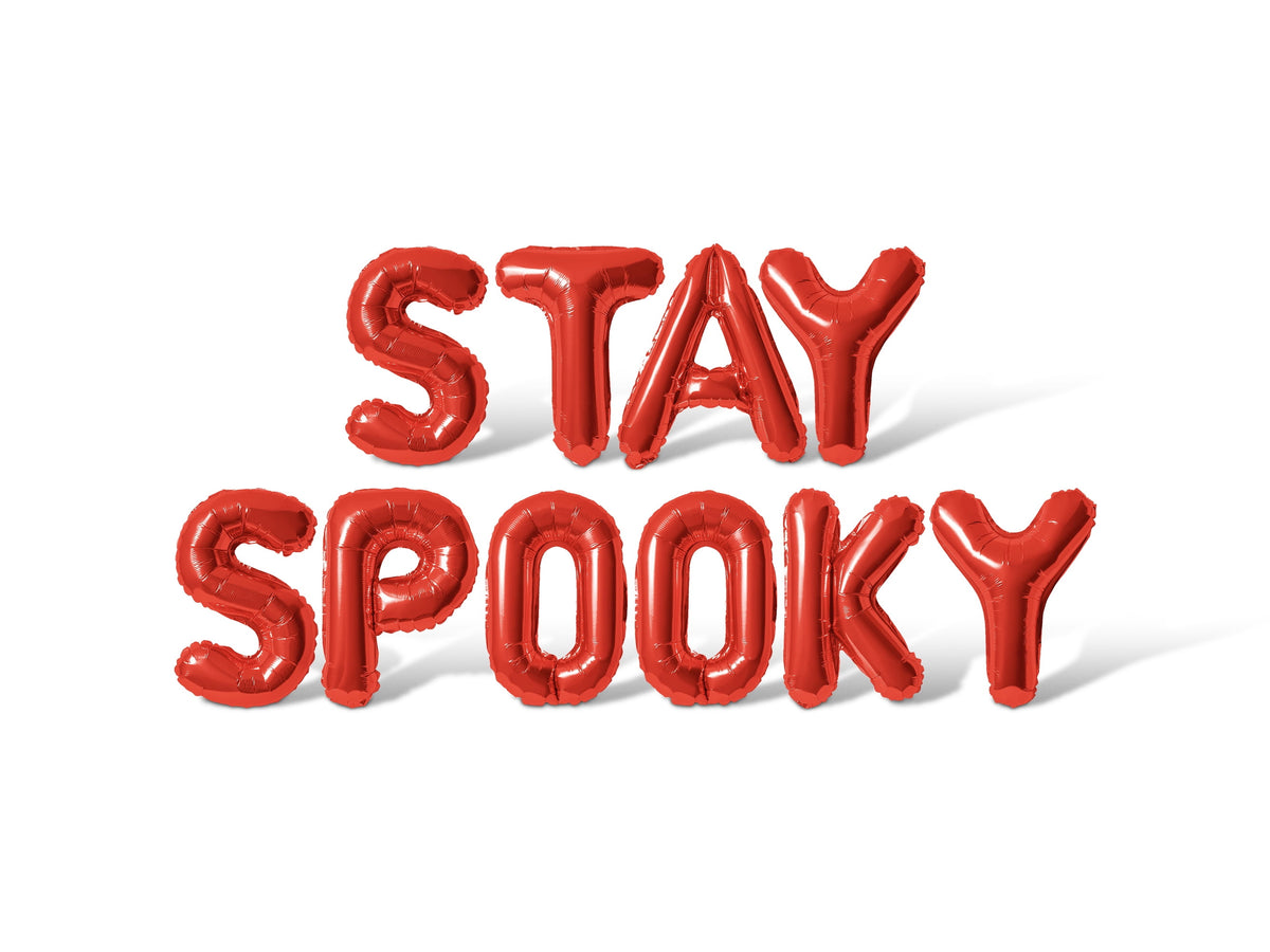 Letter Balloons - STAY SPOOKY 16" Inch Alphabet Letters Foil Mylar Balloon Halloween Party Banner (White)