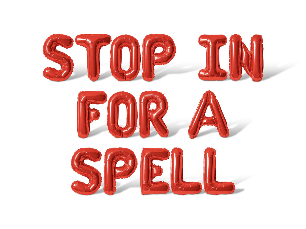 Letter Balloons - STOP IN FOR A SPELL 16" Inch Alphabet Letters Foil Mylar Balloon Halloween Party Banner (Red)