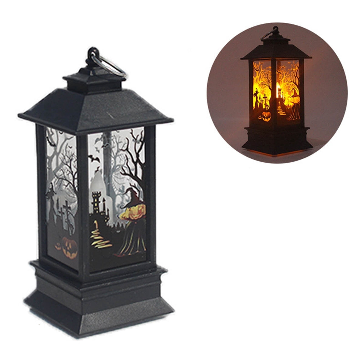 Lhrmh Halloween Decor - LED LED Hanging Lamp Candle Lantern with Skeleton and Pumpkin Designs for Portable Spooky Lighting