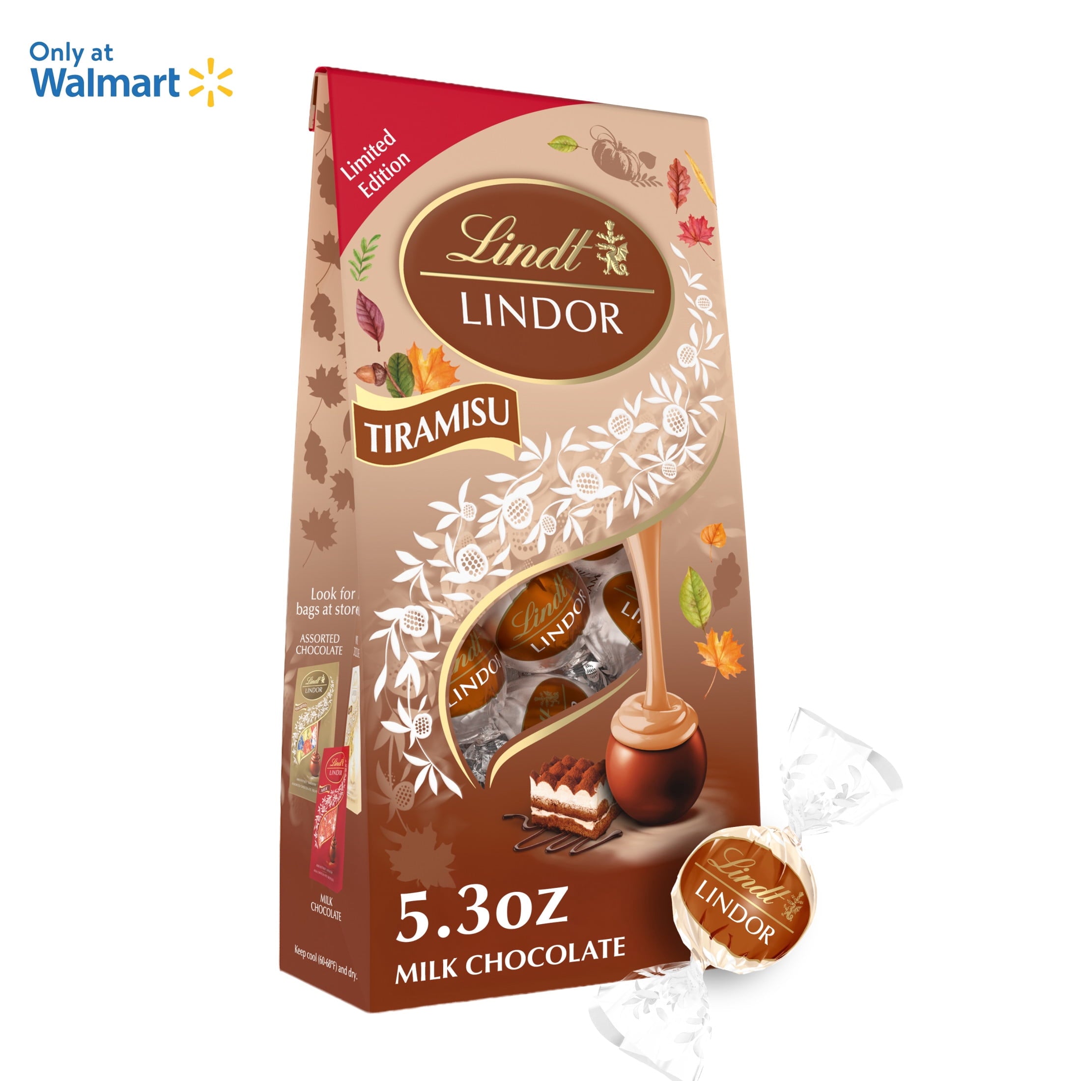 Lindt LINDOR Fall Tiramisu Milk Chocolate Candy Truffles, 5.3 oz. Bag