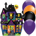 LoonBalloon 27" Haunted Manor Halloween Foil Balloon with 4 Latex Balloons – Spooky Haunted House Party Decoration Set