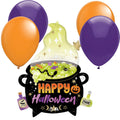 LoonBalloon 30" Halloween Witch’s Brew Cauldron Foil Balloon with 4 Latex Balloons – Spooky Party Decoration Set