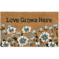 Lypsnake Natural Coco Coir Doormat - "Love Grows Here" Printed with Delicate Floral Pattern, Non-slip Absorbent Entry Mat for Home Entrance Porch Patio and Outdoor Decoration