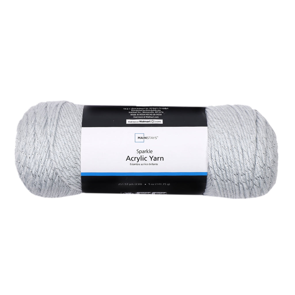 Mainstays Sparkle Acrylic Yarn, 5 oz, Platinum Silver