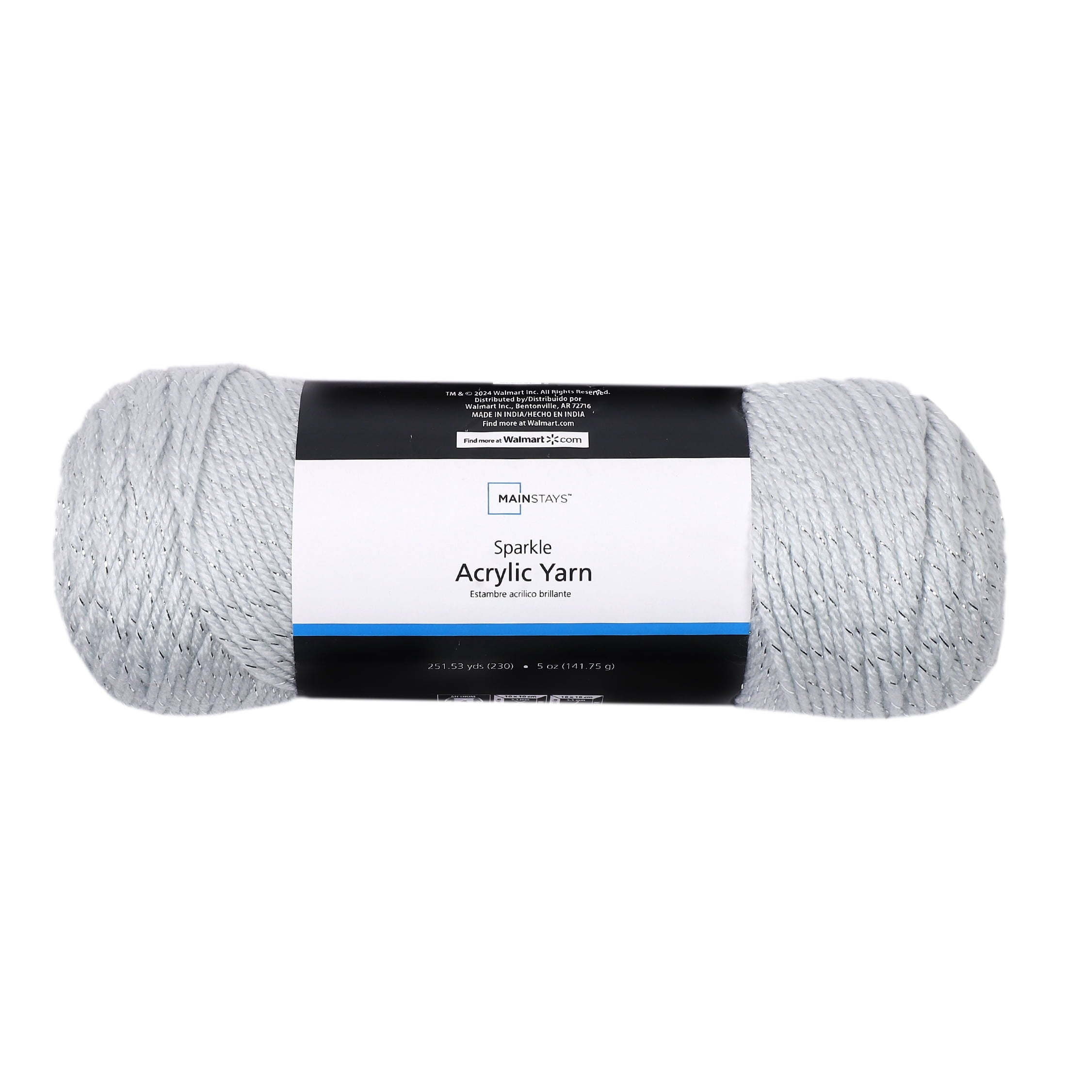 Mainstays Sparkle Acrylic Yarn, 5 oz, Platinum Silver