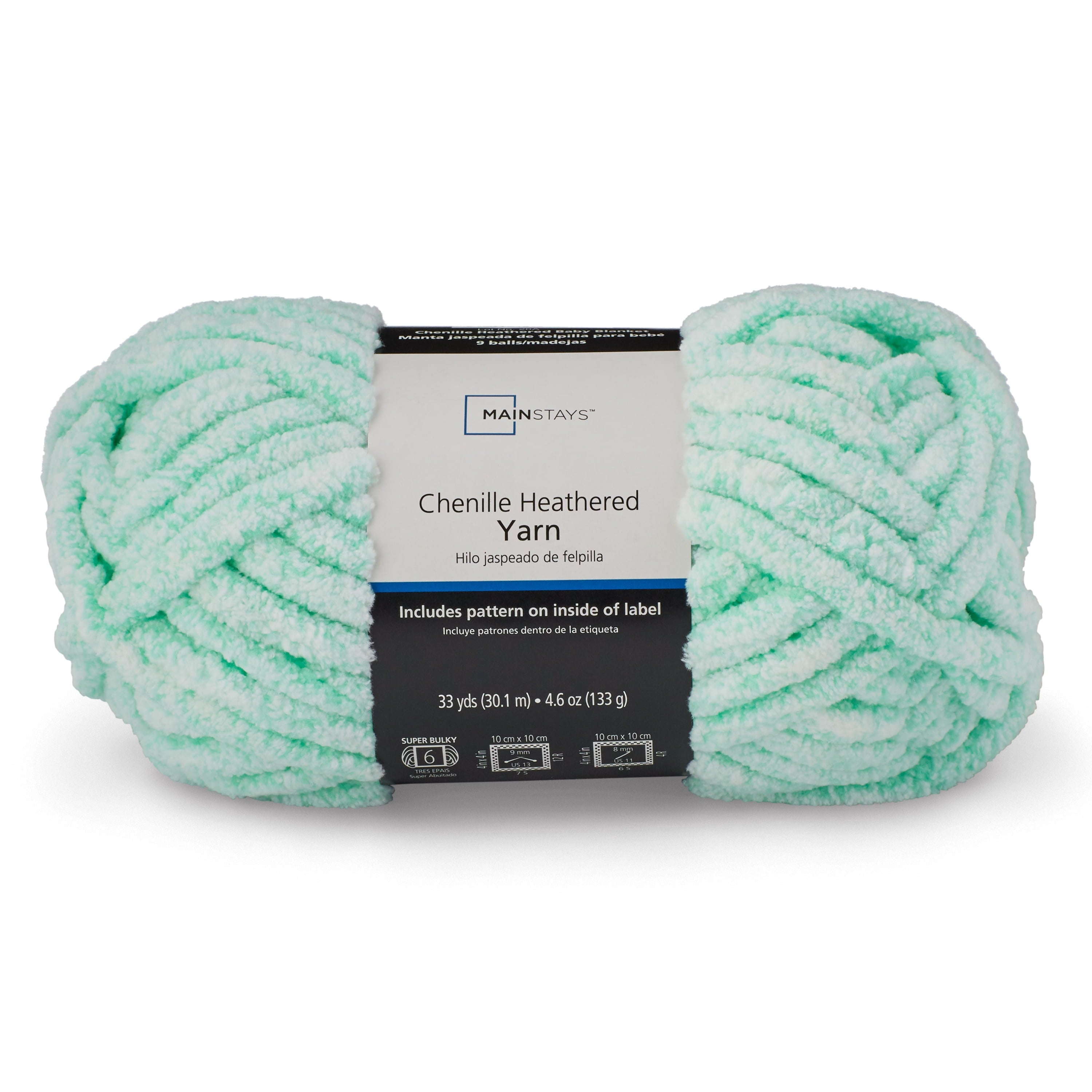 Mainstays Chenille Heathered Yarn Multi-Pastel, 33 Yards, 100 Percent Polyester, Super Bulky Weight