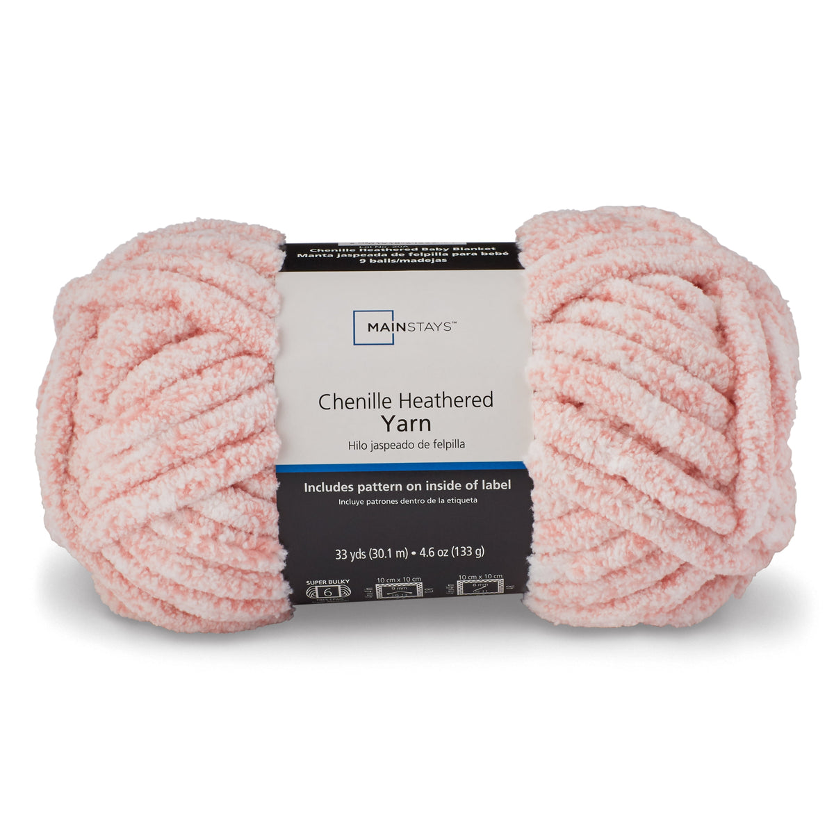 Mainstays Chenille Heathered Yarn Multi-Pastel, 33 Yards, 100 Percent Polyester, Super Bulky Weight