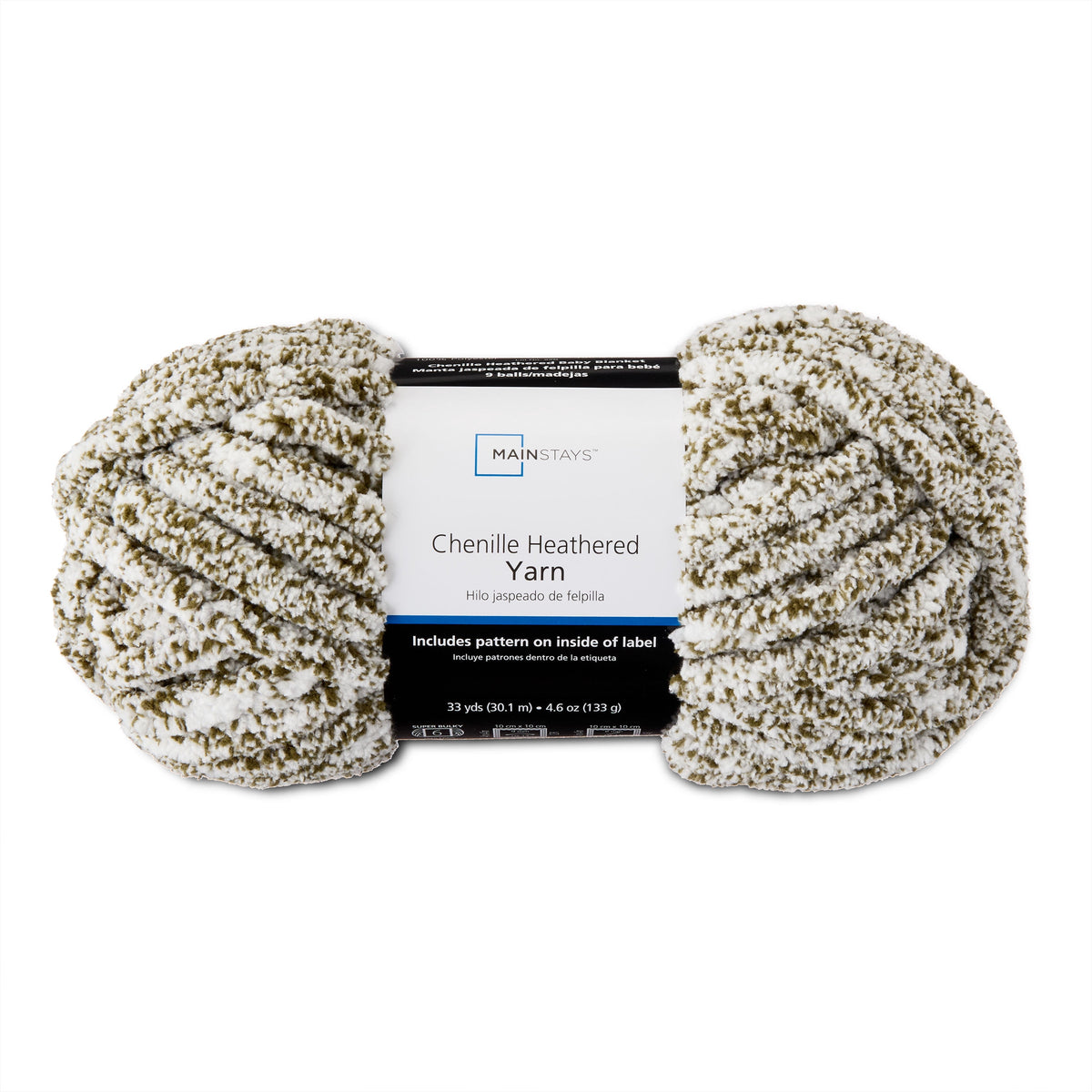 Mainstays Chenille Heathered Yarn Multi-Pastel, 33 Yards, 100 Percent Polyester, Super Bulky Weight