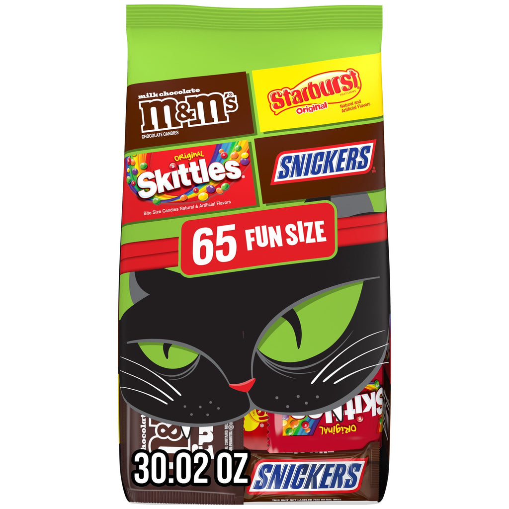 M&M's, Skittles & More Fun Size Halloween Candy Variety pack, 65 Ct Bulk Bag