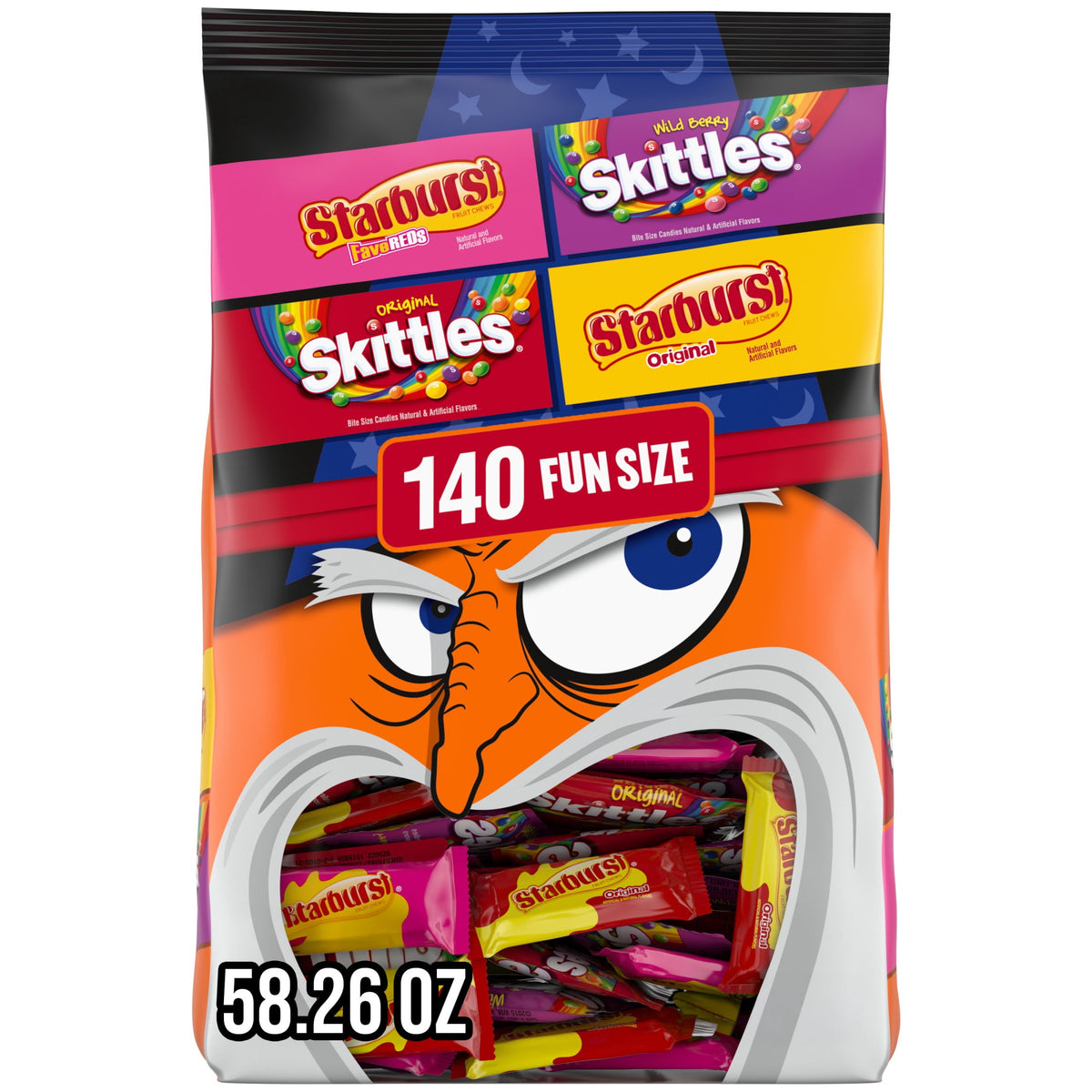 Skittles & Starburst Fun Size Chewy Halloween Candy Variety Pack - 105 Ct Bulk Bag
