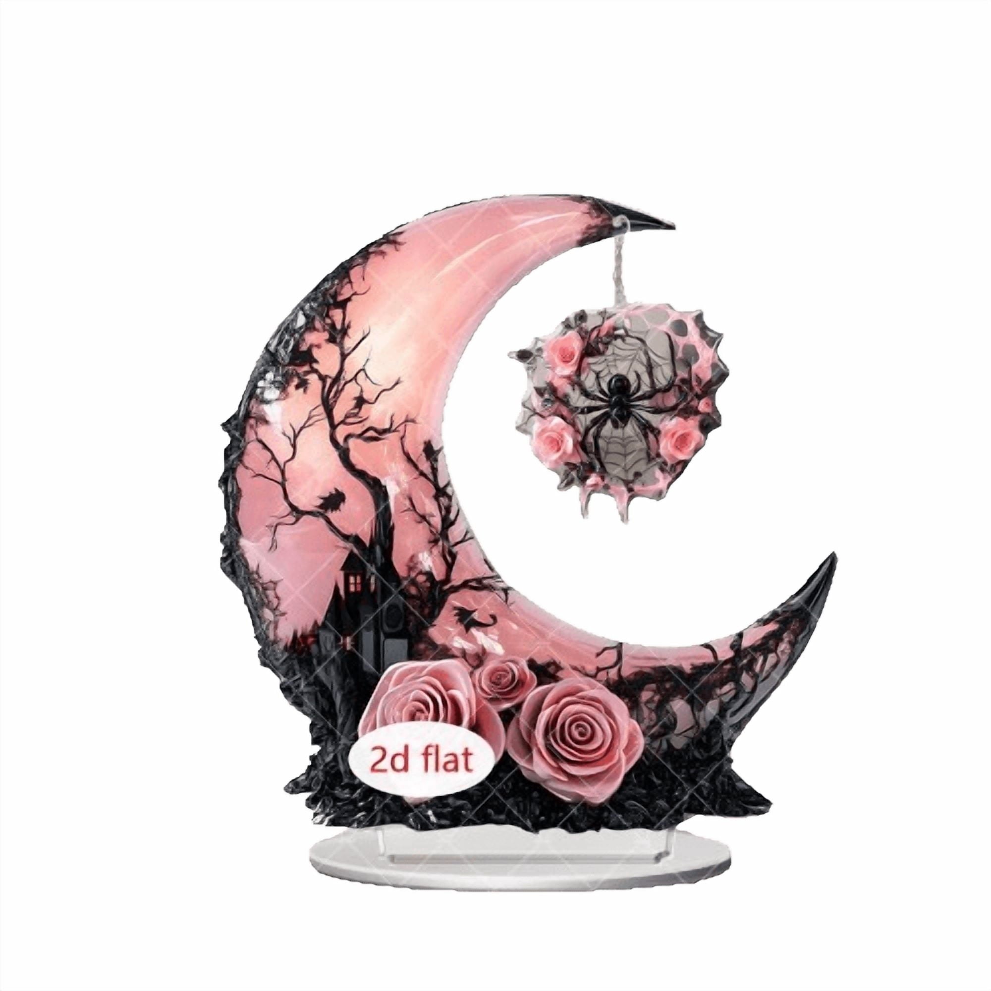 Mauxuk Halloween Black Witch Acrylic Decor - Gothic 2D Tabletop Centerpiece for Spooky Party, Haunting Mantel Decor, Gift for Horror Fans, 8-Inch Tall with Stand