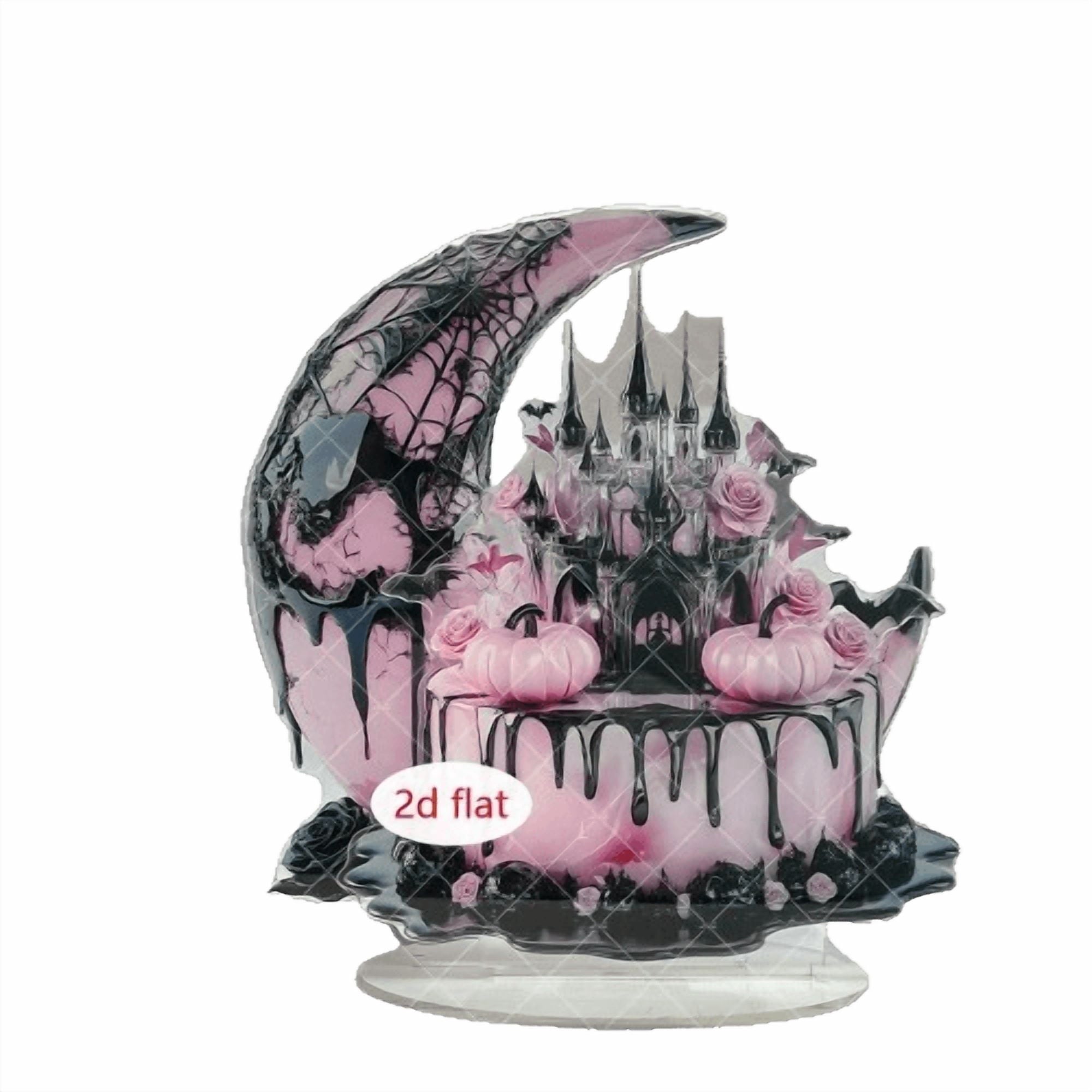 Mauxuk Halloween Black Witch Acrylic Decor - Gothic 2D Tabletop Centerpiece for Spooky Party, Haunting Mantel Decor, Gift for Horror Fans, 8-Inch Tall with Stand