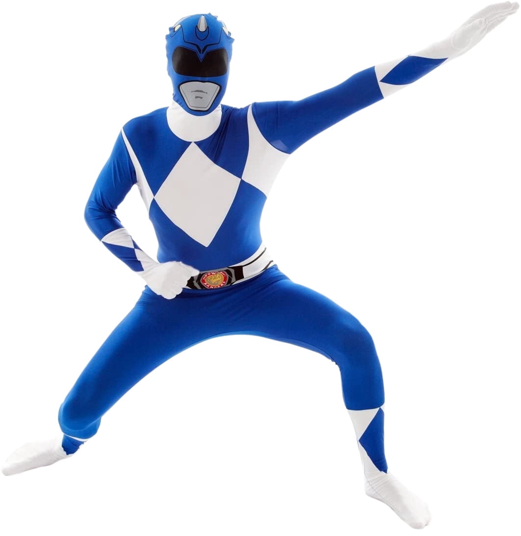 Morphsuits Adult Blue Power Ranger Morphsuit Mens Superhero Fancy Dress Costume Theme Party Blue XL