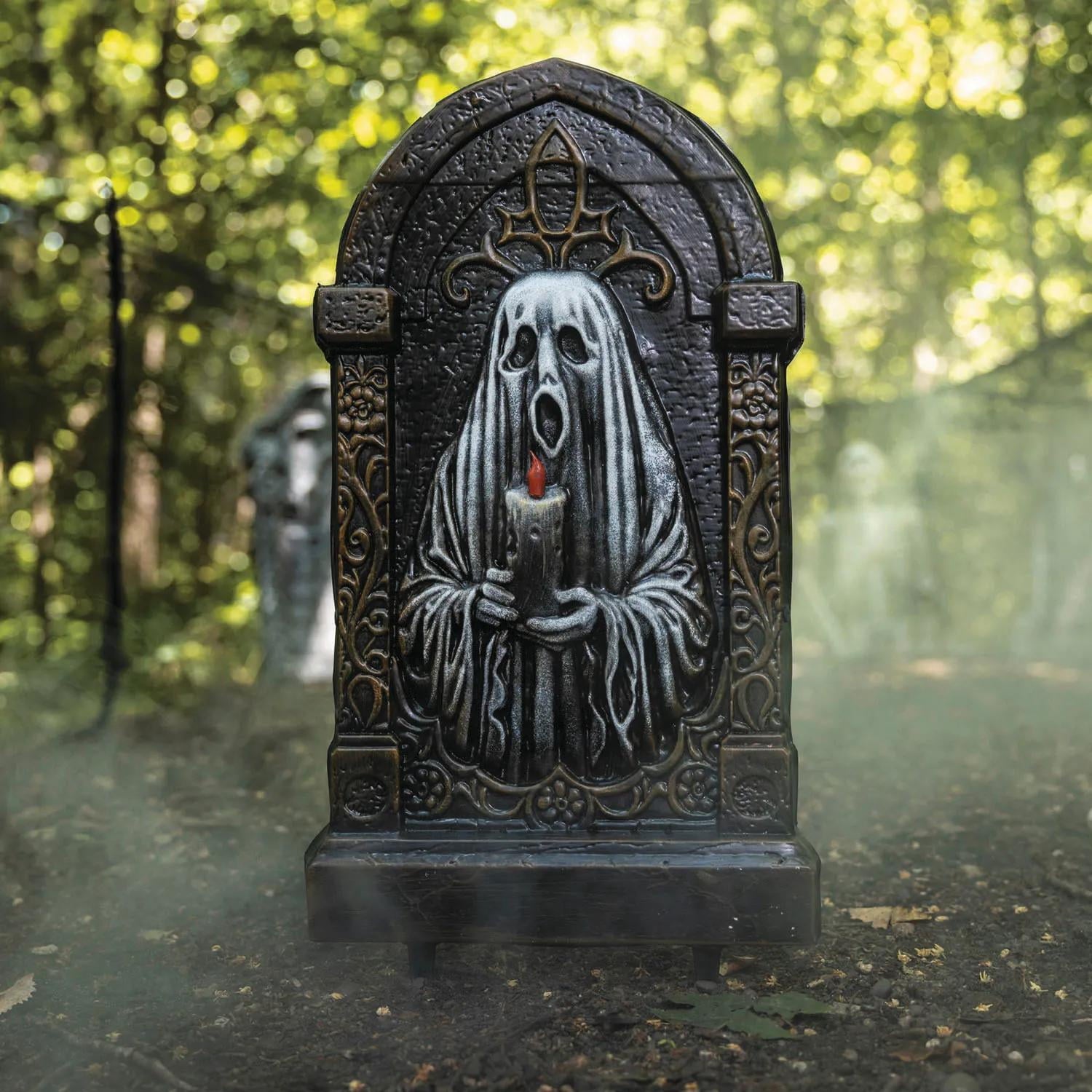21" Tombstone with Ghost Holding a Candle Halloween Decoration