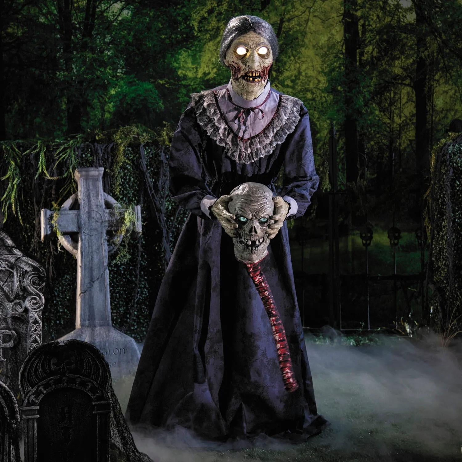 5 Ft. 6" Animated Light-Up Skeleton Zombie Couple Halloween Decoration