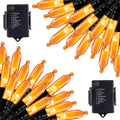 Morttic 2 Pack Orange String Lights 16.4Feet 50 LED Battery Operated Waterproof Mini Fairy Lights Show with 8 Modes for Outdoor Indoor Patio Xmas Tree Birthday Party Holiday Christmas Decorations