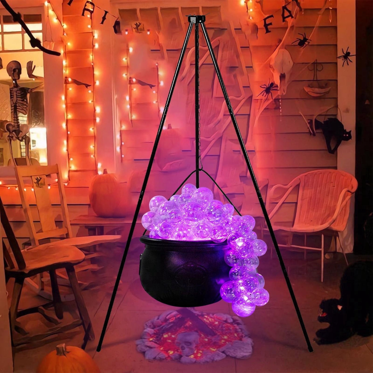 Muecwrye Halloween Decorations Outdoor, Halloween Clearance! Halloween Witches Cauldron with Lights, DIY Bubbling Cauldron Set Decor for Home Porch Outside, Halloween Party Supplies( Without Tripod)