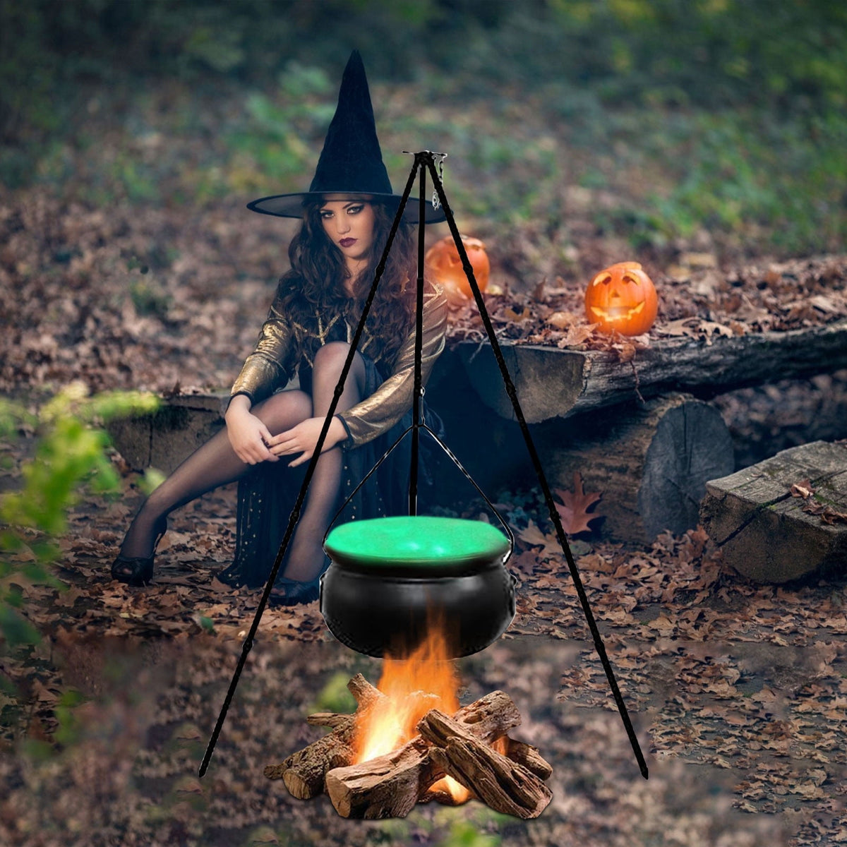 Muecwrye Halloween Decorations Outdoor, Halloween Clearance! Halloween Witches Cauldron with Lights, DIY Bubbling Cauldron Set Decor for Home Porch Outside, Halloween Party Supplies( Without Tripod)