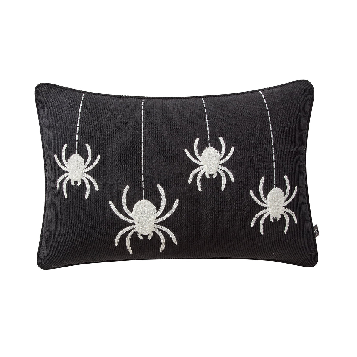 My Texas House Halloween Hanging Spiders Oblong Decorative Pillow, Black and Ivory, 14" x 20"