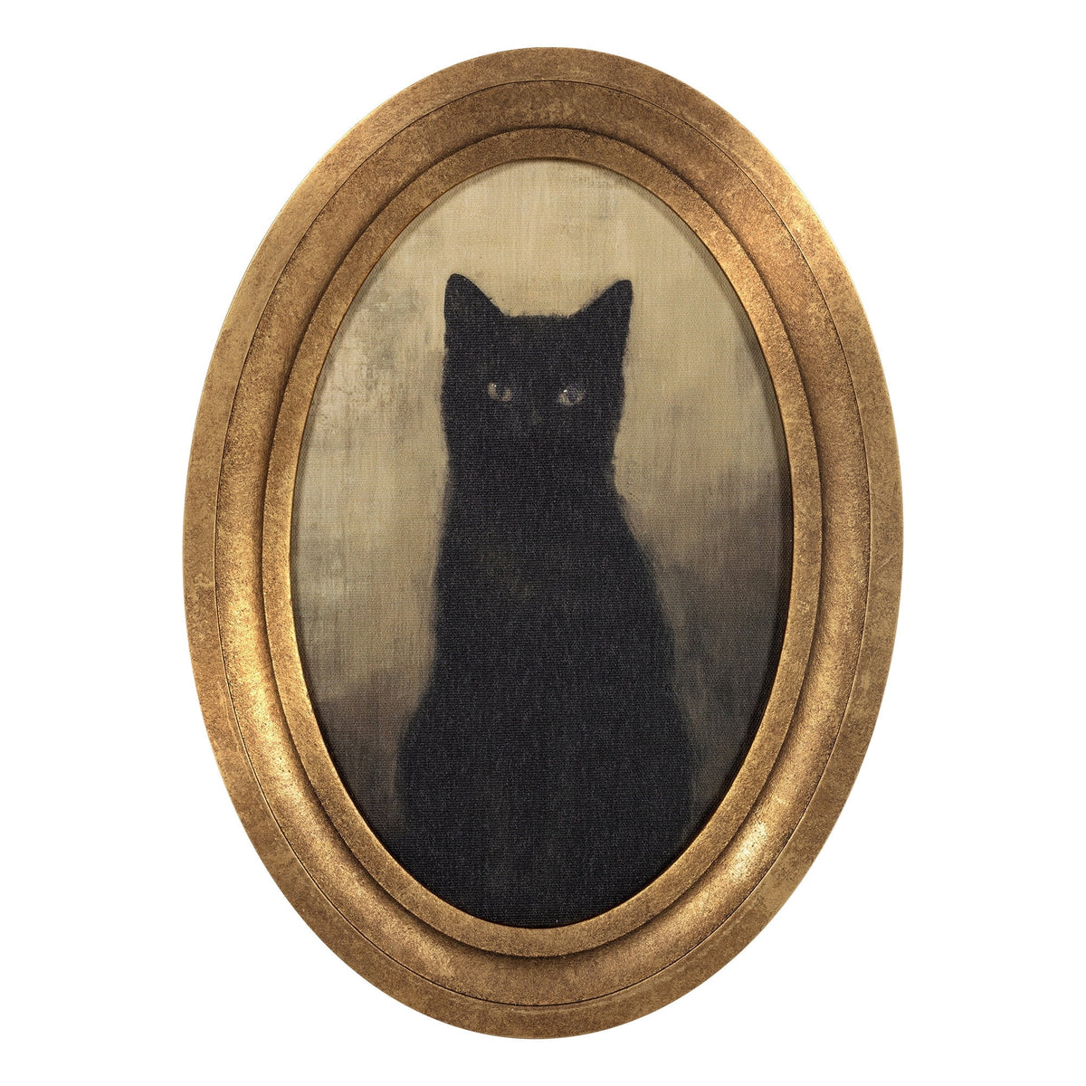 My Texas House Halloween Black Cat Oval MDF Canvas Print
