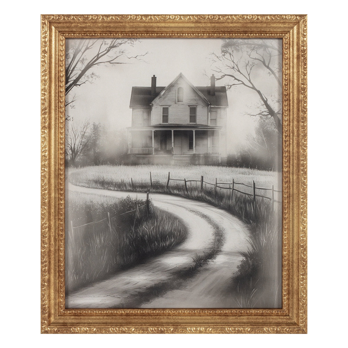 My Texas House Haunted Path Halloween Art 9x11 Framed Print Under Glass