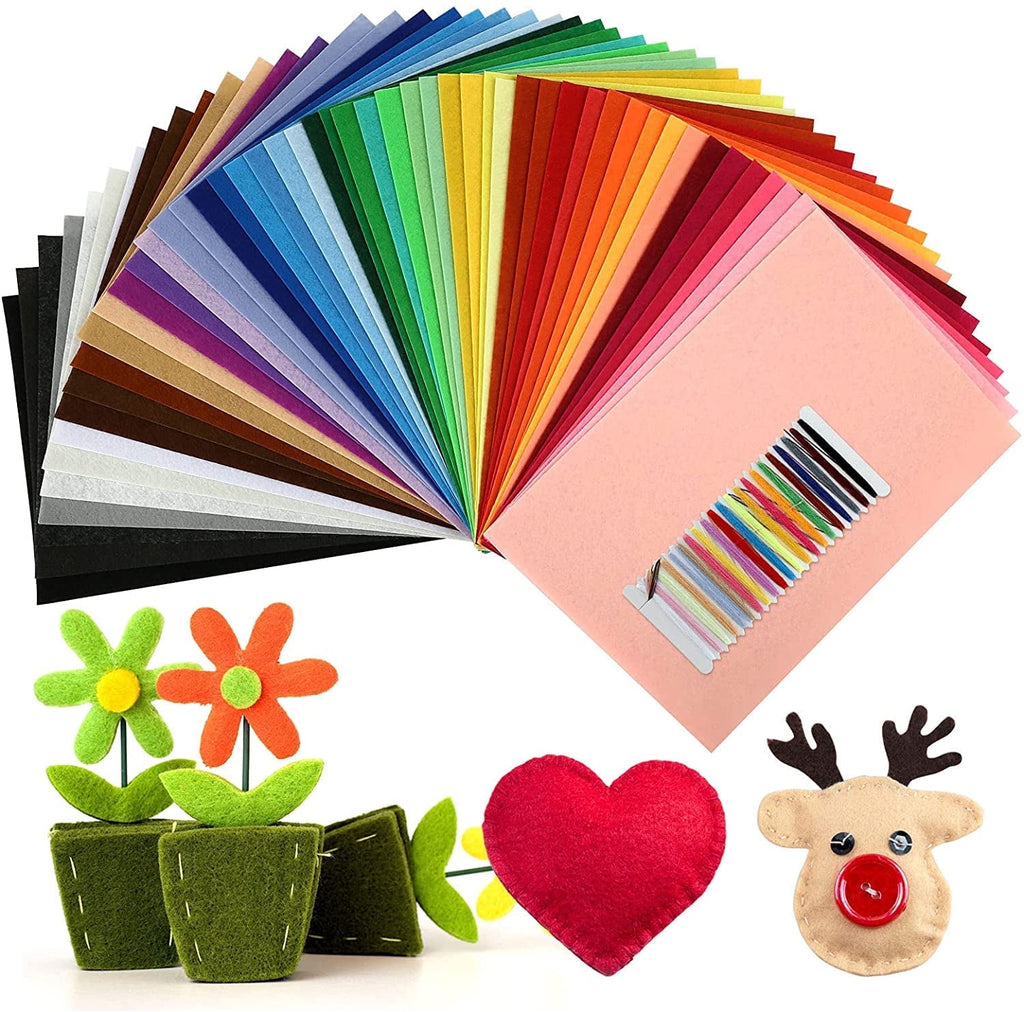 Naler 50Pcs Felt Fabric Sheet 8 x 12 inch Assorted Color 1mm Thick Non-Woven Precut Fabric for DIY Craft,Sewing,Patchwork,Embroidery