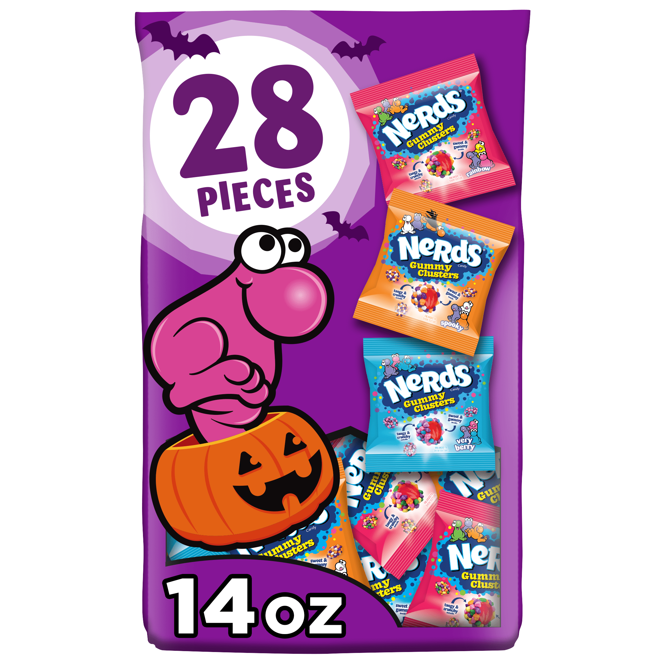 Nerds Gummy Clusters Halloween Assorted Treat Pack, 14 oz, 28 Count