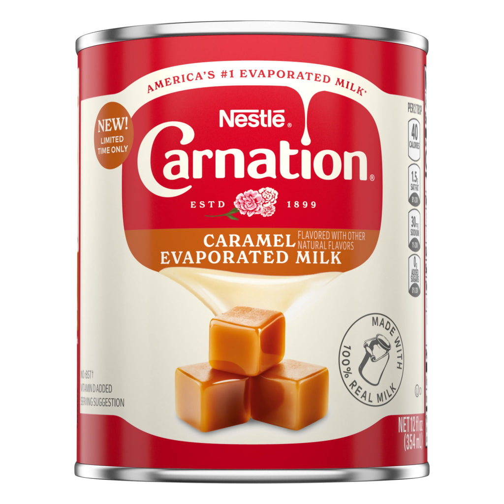 Nestle Carnation Caramel Flavored Evaporated Milk, Shelf Stable Milk, 12 fl oz
