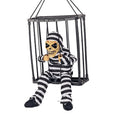 EWSFHUI Halloween Screaming Animated Hanging Decorations with Motion Sensor Activated & Light Up Eyes Spooky Scary Cage Ghost Clown Prisoner for Haunted House Decor Halloween Decors Prop