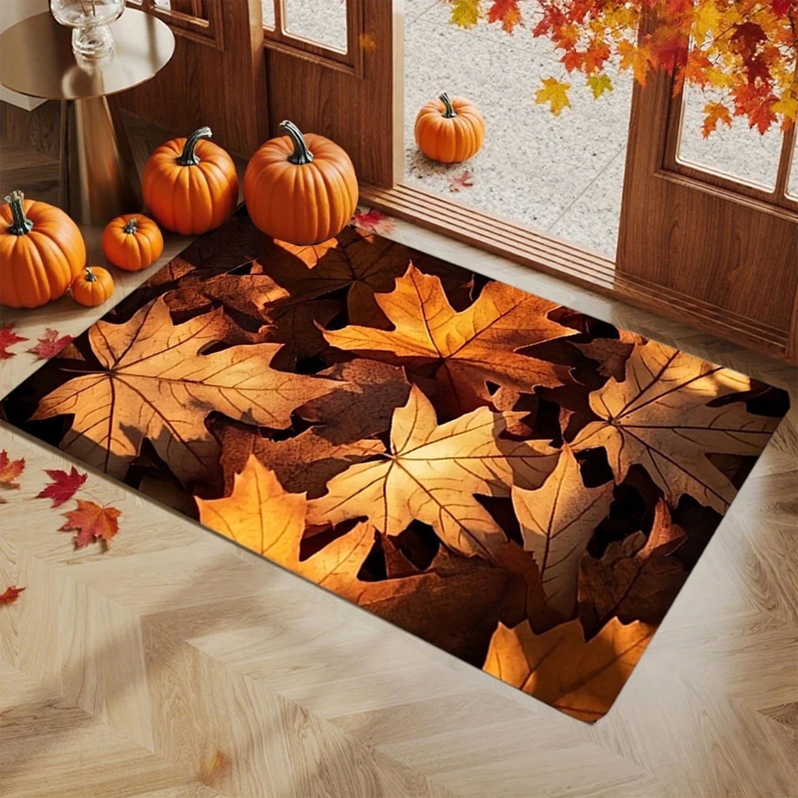 Non-Slip Fall Doormat - Absorbent Entrance Rug Waterproof Porch Mat Skid-Resistant Floor Protector Seasonal Home Decor Gift Idea(A)