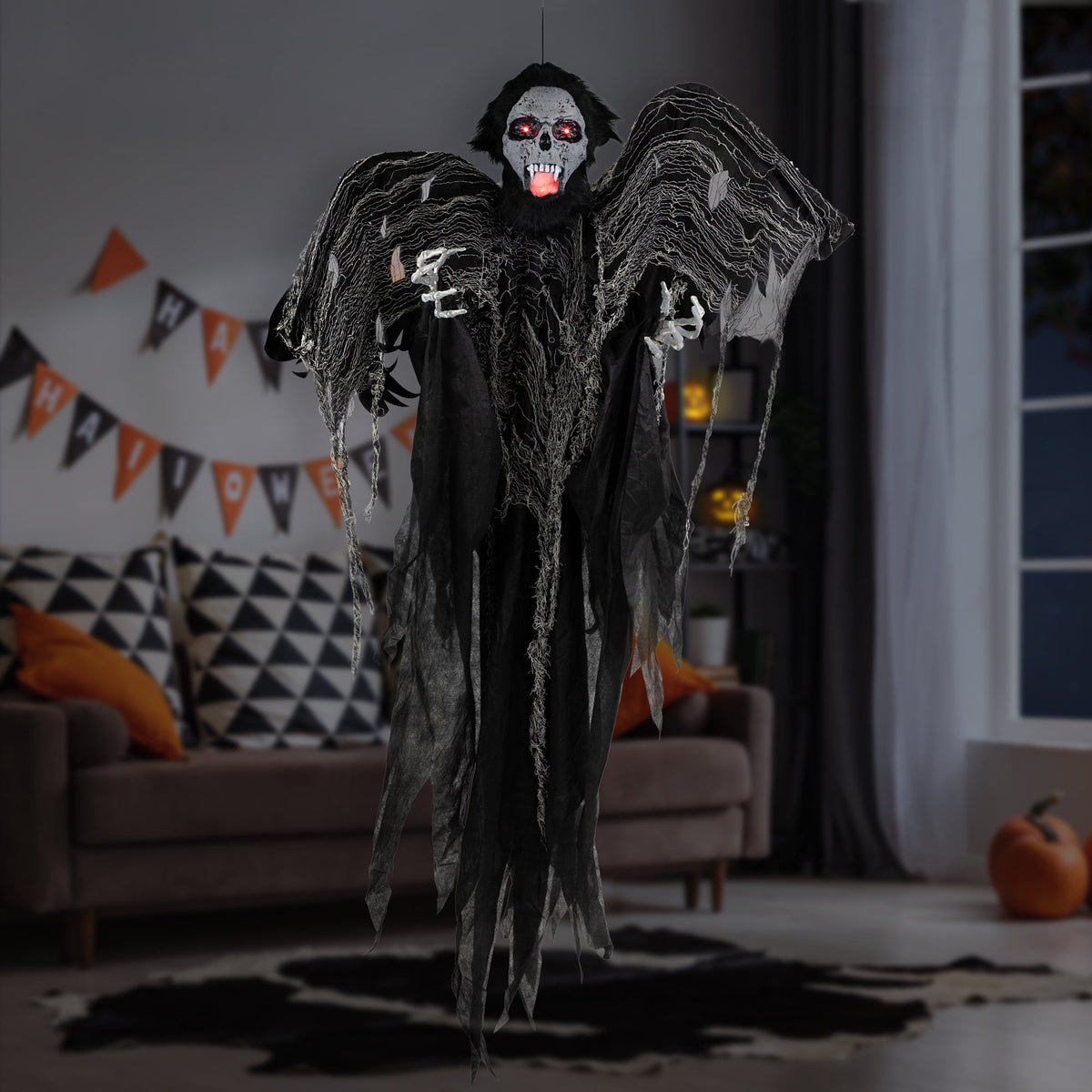 Northlight Animated Hanging Zombie Vampire with Lights and Sound Halloween Decoration - 5'