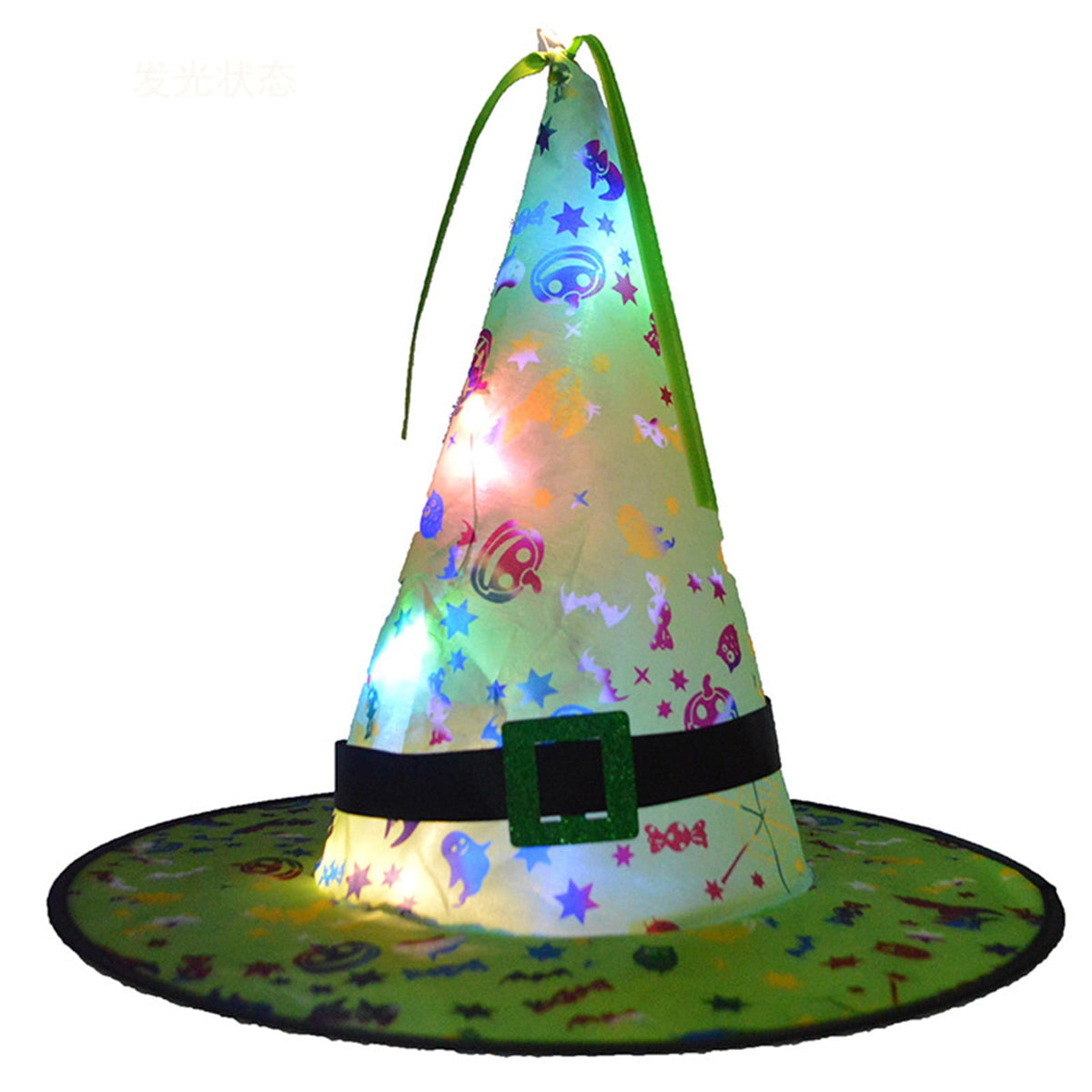 OAVQHLG3B Halloween Decorations Witch Hat Lights, Halloween LED Hanging Lighted Glowing Witch Hats Battery Operated String Lights for Outdoor Indoor Yard Tree Garden Party Décor