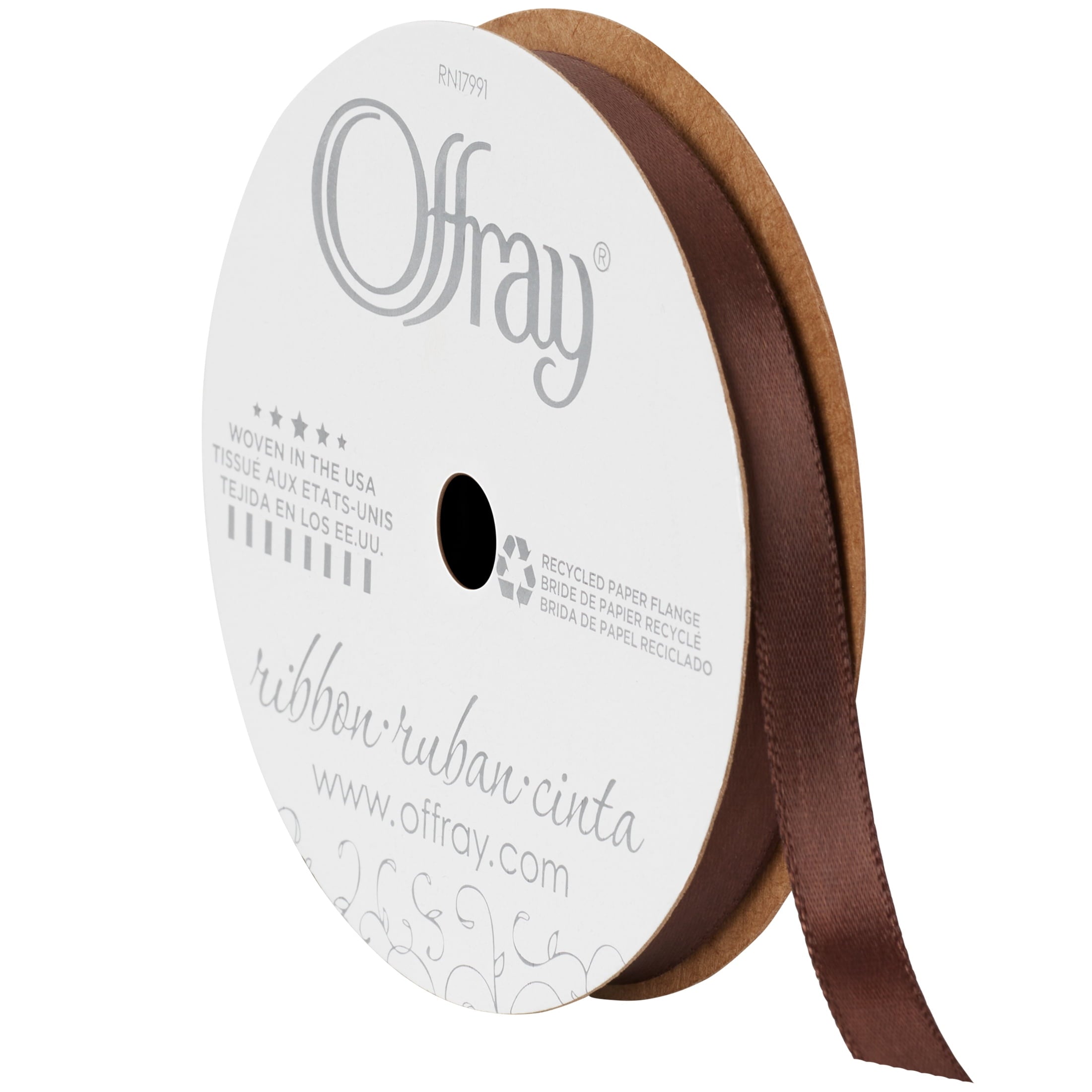 Offray Ribbon, Red Wine 3/8 inch Single Face Satin Polyester Ribbon, 18 feet