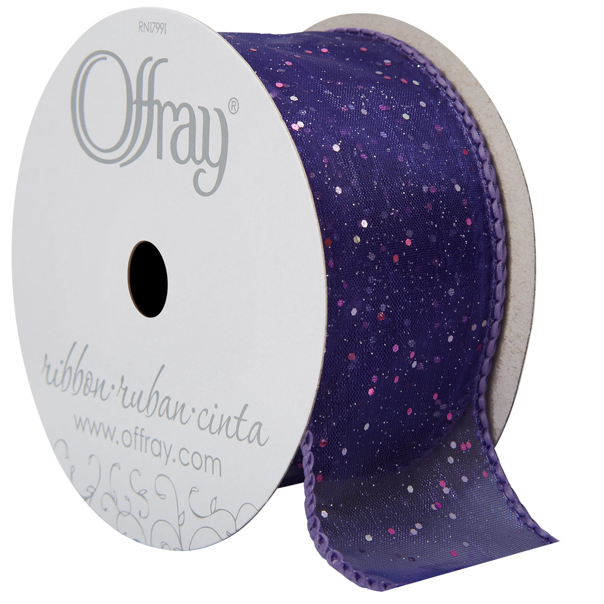 (3 pack) Offray Ribbon, Citrus Green 1 1/2 inch Wired Edge Sheer Polyester Ribbon, 9 feet