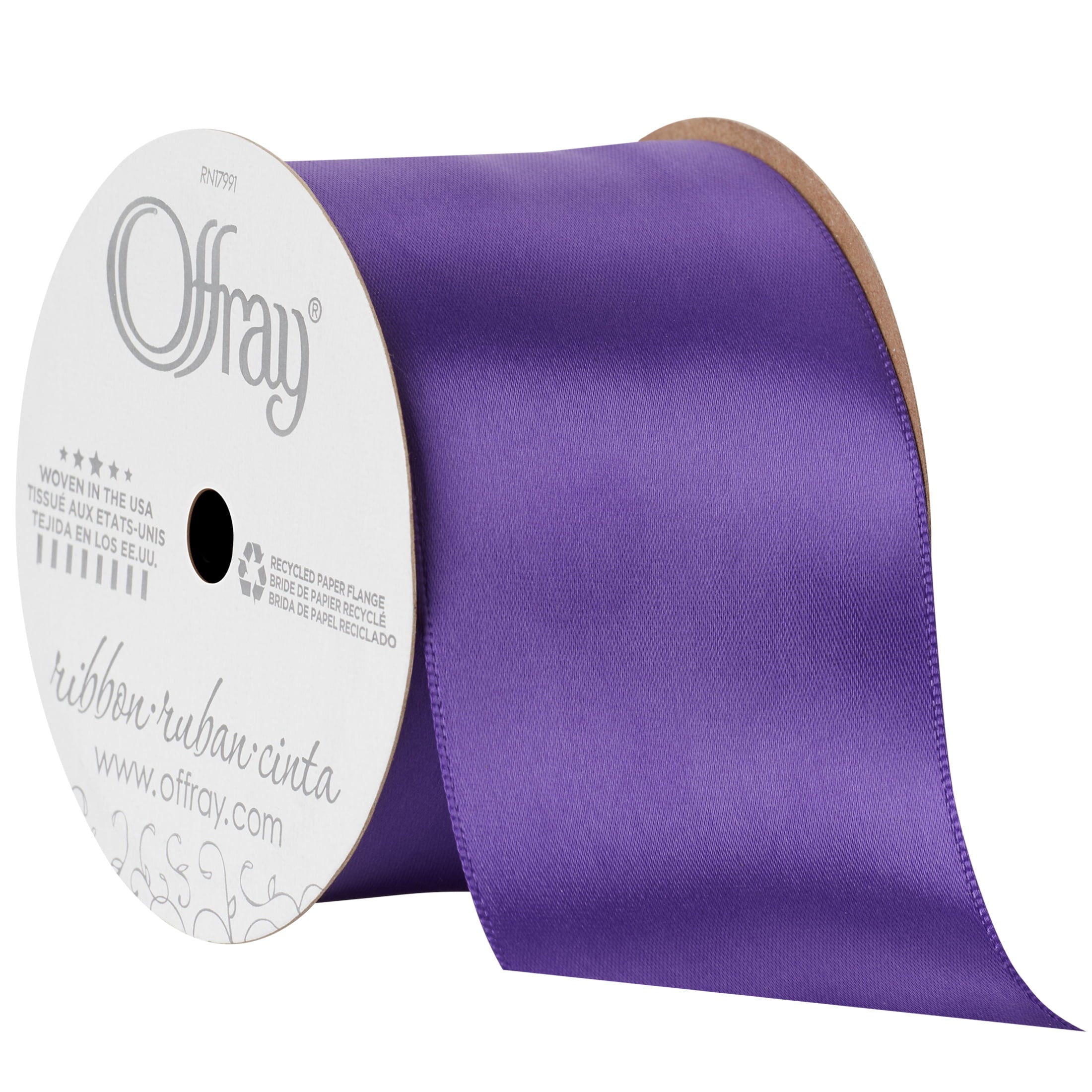 (2 pack) Offray Ribbon, Red 2 1/4 inch Single Face Satin Polyester Ribbon for Sewing, Crafts, and Gifting, 9 feet, 1 Each