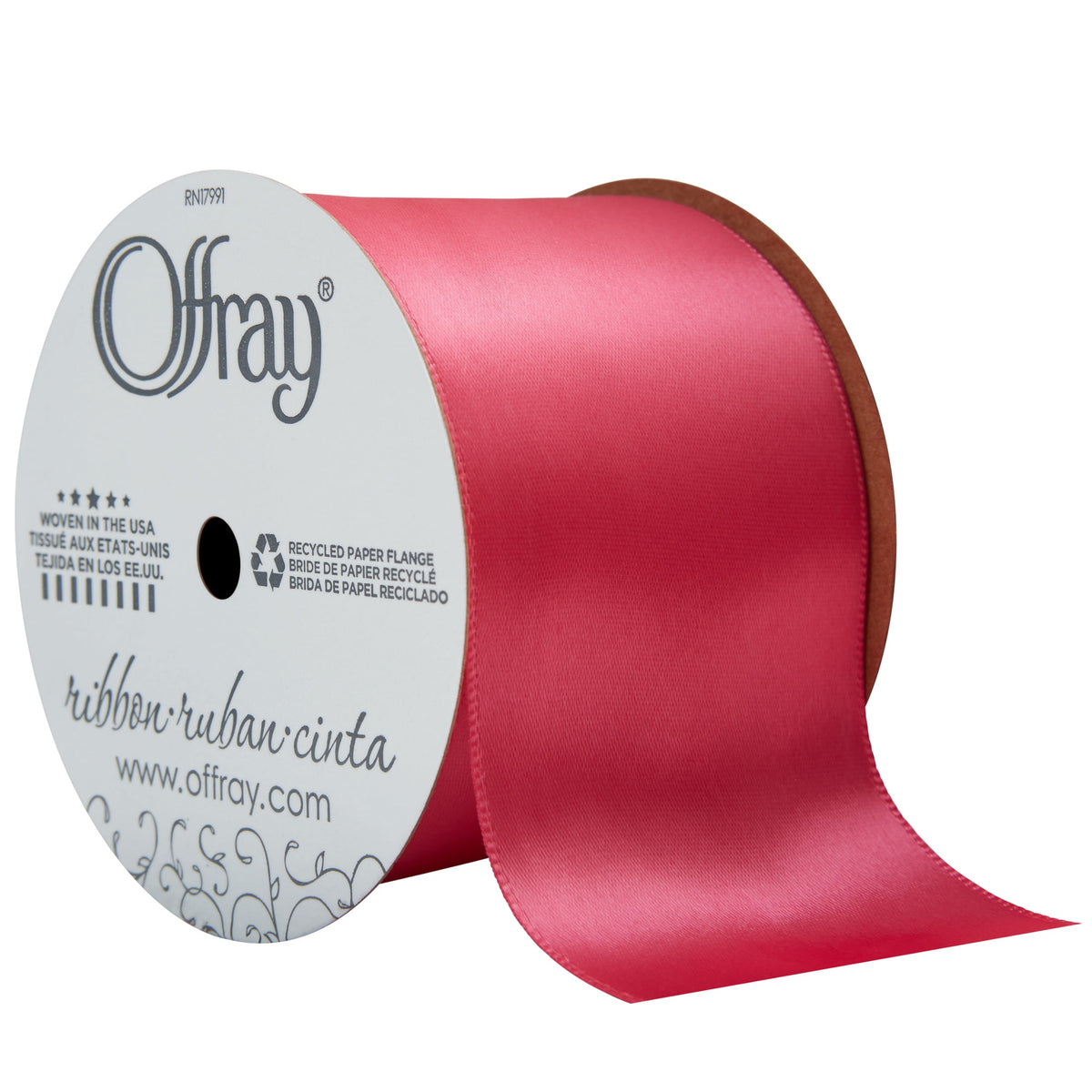 (2 pack) Offray Ribbon, Red 2 1/4 inch Single Face Satin Polyester Ribbon for Sewing, Crafts, and Gifting, 9 feet, 1 Each