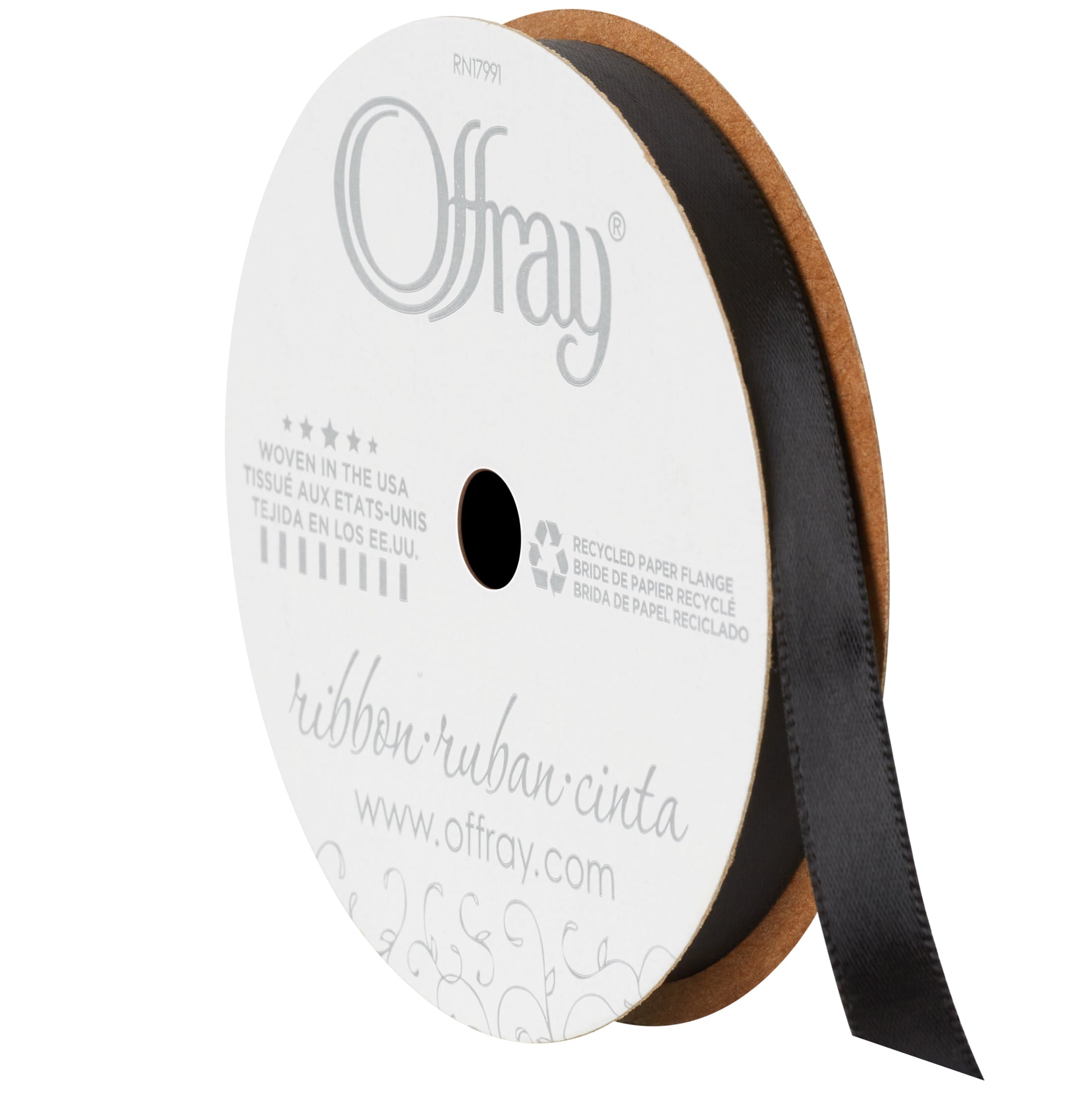 Offray Ribbon, Red Wine 3/8 inch Single Face Satin Polyester Ribbon, 18 feet